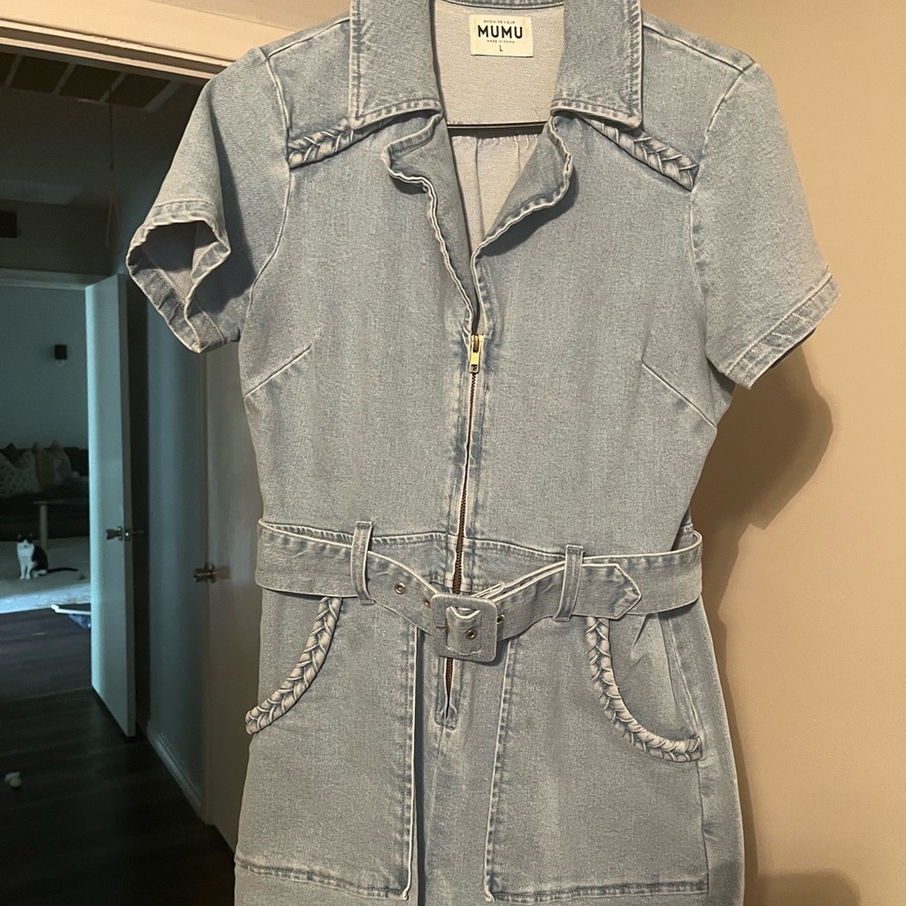 Show Me Your MuMu Light Blue Denim Romper